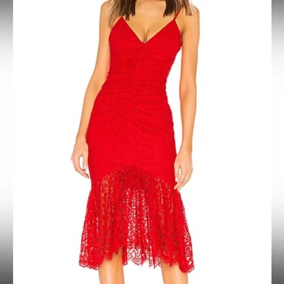 strapless open back dress Mia V-neck Jersey Midi Dress-Firecracker Red main image 0